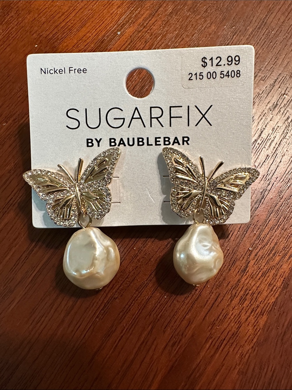 BaubleBar Gold Butterfly Pearl Drop Earrings